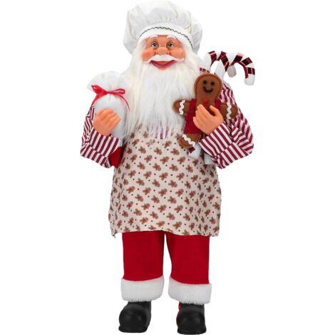 Statuetta decorativa Babbo Natale cuoco decorazione natalizia h 60 cm