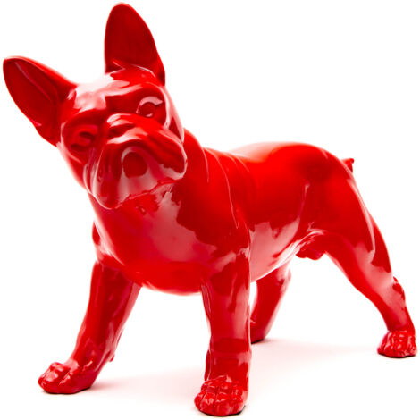 Statuetta Decorativa Cane Boston Terrier Kuatéh in Poliresina 43x19x32 cm Rosso
