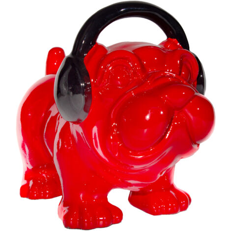 Statuetta Decorativa Cane Bulldog Kuatéh in Poliresina 30x16x22 cm Rosso