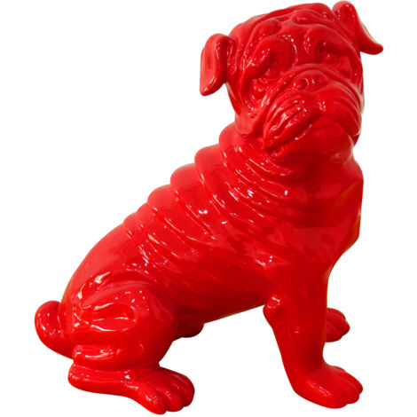 Statuetta Decorativa Cane Bulldog Kuatéh in Poliresina 30x20x34 cm Rosso