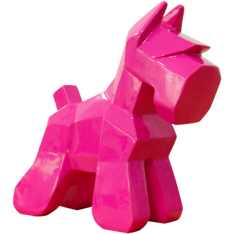 Statuetta Decorativa Cane Schnauzer Kuatéh in Poliresina 30x10x26 cm Rosa