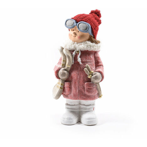 Statuetta decorativa "Livio con Snowboard" decorazione natalizia in poliresina da 48 cm