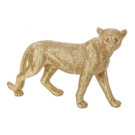 Statuetta decorativa "Olympus" leopardo, color oro, in poliresina e resistente all'acqua, da 28 cm