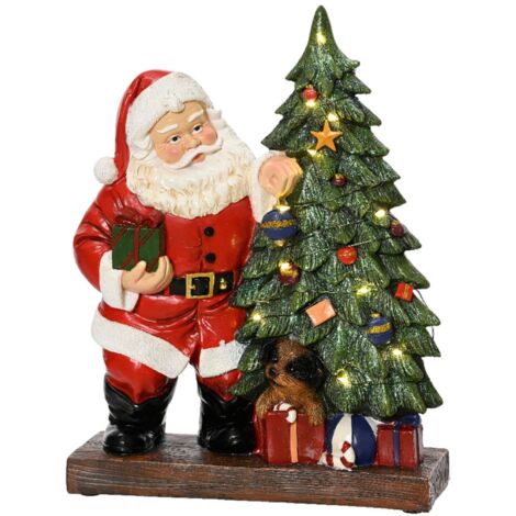 Statuetta di Babbo Natale in poliresina con Led, decorazione per interno , h 30 cm