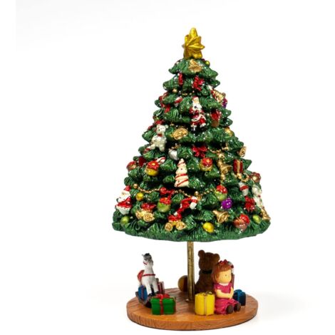 Statuetta di Natale alberello con carillon decorazione per interno h 18 cm