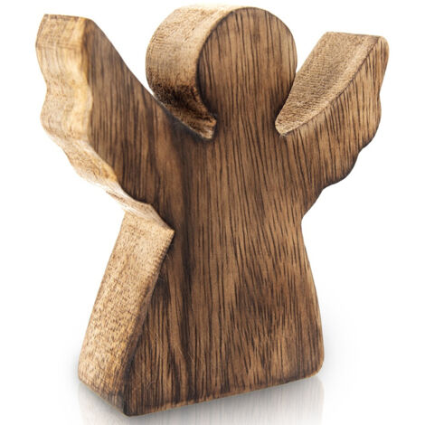 STATUETTA DI NATALE IN LEGNO ANGELO DECORAZIONE NATALIZIA MANGO 15 CM