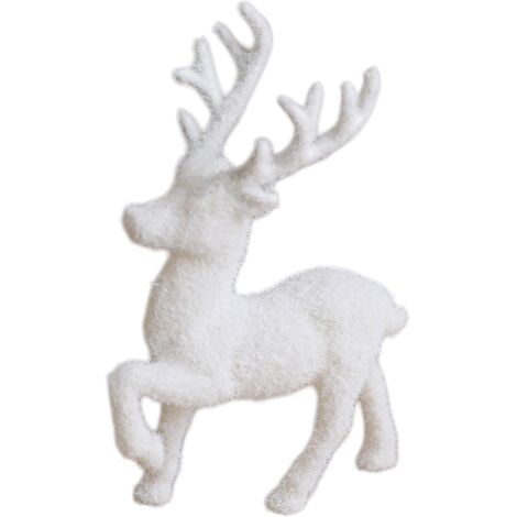 Statuetta di renna - autoportante - bianca - 14 cm