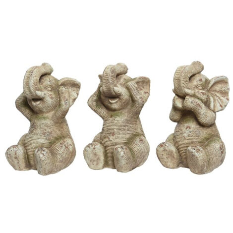 STATUETTA ELEFANTE 23X23XH40CM IN MAGNESIO A RIGHE