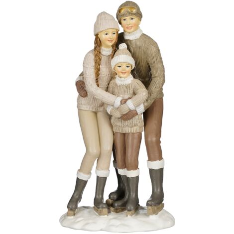 Statuetta famiglia color beige per decorazioni natalizie h 24 cm