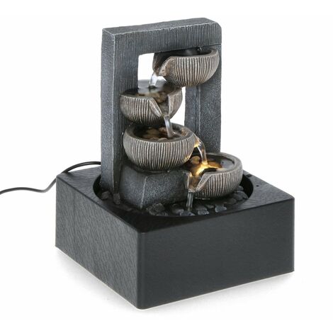 Statuetta Fontana Quiet con led, in poliresina e plastica, decorazione per interno -Fontana con vasi