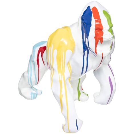 Statuetta gorilla chance bianca h40cm - Atmosphera créateur d'intérieur