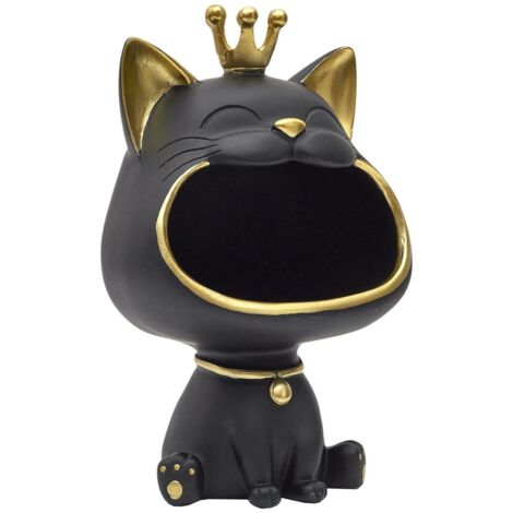 Statuetta portaoggetti a forma di gatto NERO ORO