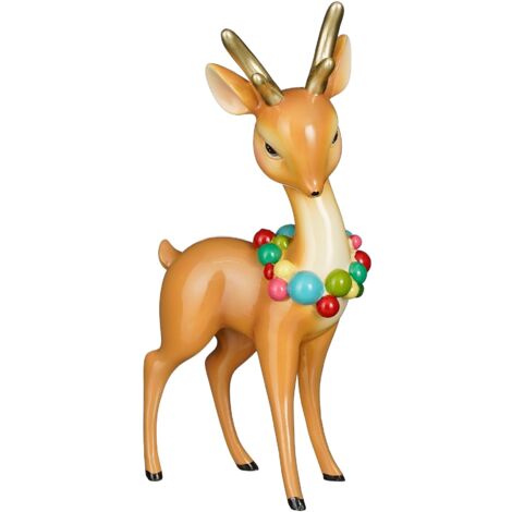 Statuetta renna marrone per decorazioni natalizie h 29cm