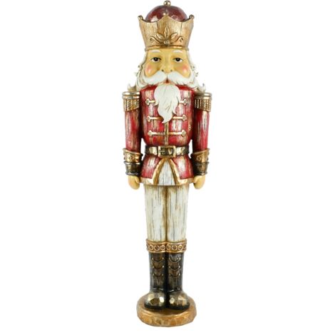 Statuetta Soldatino schiaccianoci decorativo in poliresina con luci per decorazioni natalizie -69 cm / Verde