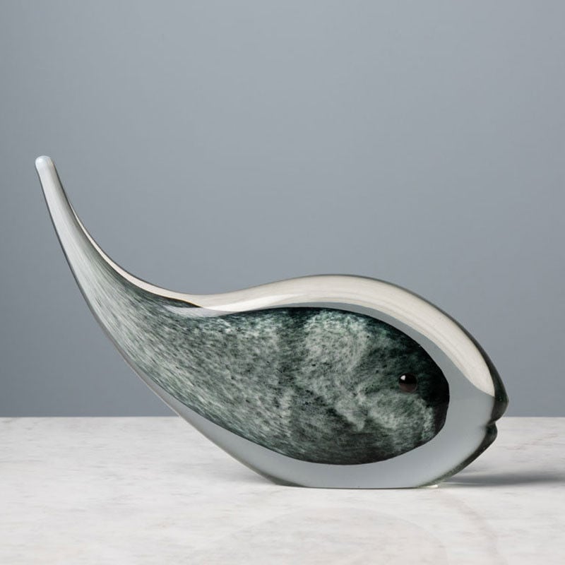 Statuette baleine grise verre 18x25x6cm
