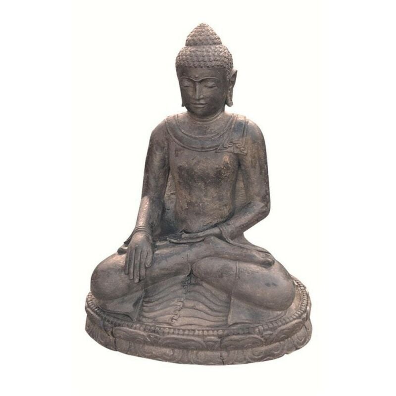Jardinex - Statuette bouddha appel de la terre à témoin 30 cm - Gris anthracite 30 cm - Gris anthracite