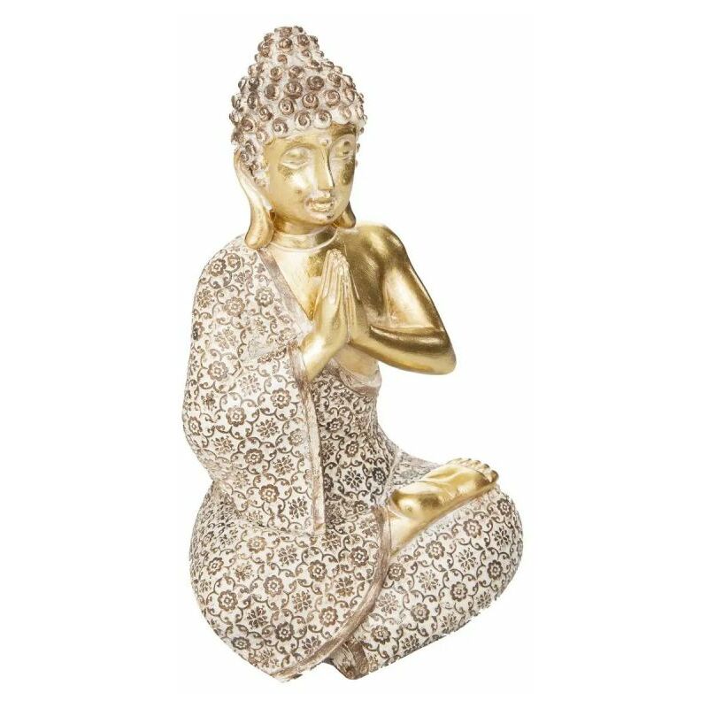 Atmosphera - Statuette Bouddha Assis Pierre 19cm Or