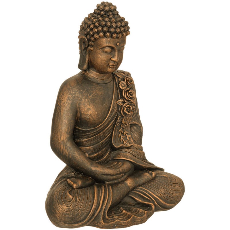 Atmosphera - Statuette Bouddha en fibre de verre H53cm bronze créateur d'intérieur