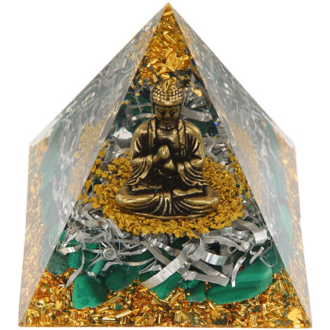 Statuette Bouddha en Résine Époxy avec Gravier, Décoration Pyramide Méditation Énergie Positive Durable
