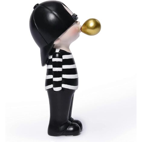 Statuette Bubble Boy Décoration Intérieure, Mini Statuettes et Sculptures Noires et Blanches, Figurines Modernes et Mignonnes pour Chambre d'Enfant (C-Boy Noir)