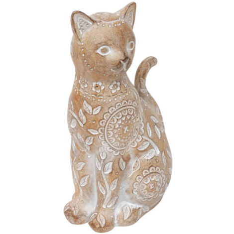 Statuette Chat Déco "Lindo" 18cm Beige