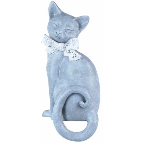 Statuette Chat en résine grise 23 cm