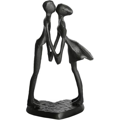 Statuette Couple Amoureux en Fer - Sculpture Homme Femme S'embrassant - Anniversaire, Mariage, Noël, Noces de Fer/Bronze - Décoration Maison