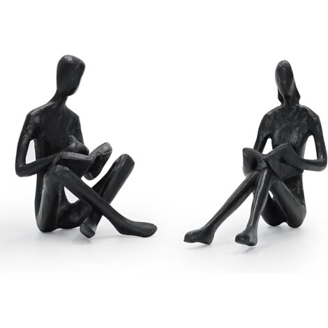 Statuette Couple en Fer avec Serre-Livres Décoratif, Cadeau 6e Anniversaire Mariage, Décoration Maison/Bureau, Couple Lisent