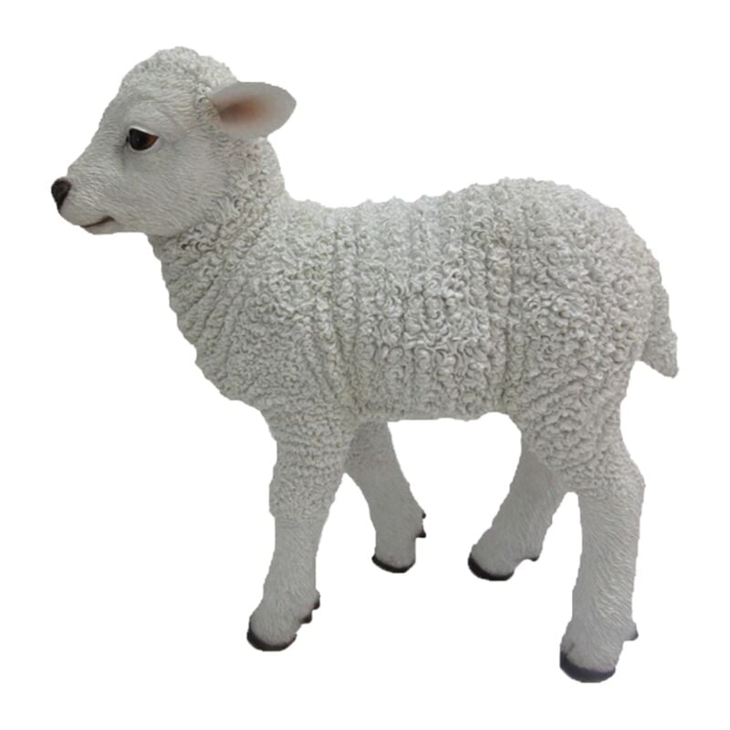 Ac-deco - Statuette d'agneau debout petite taille - l 27,6 x p 11,2 x h 29,3 cm - Polyrésine - Livraison gratuite