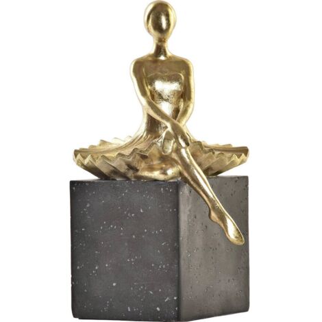 Statuette danseuse dorée en résine décorative style glamour - Doré effet béton gris foncé