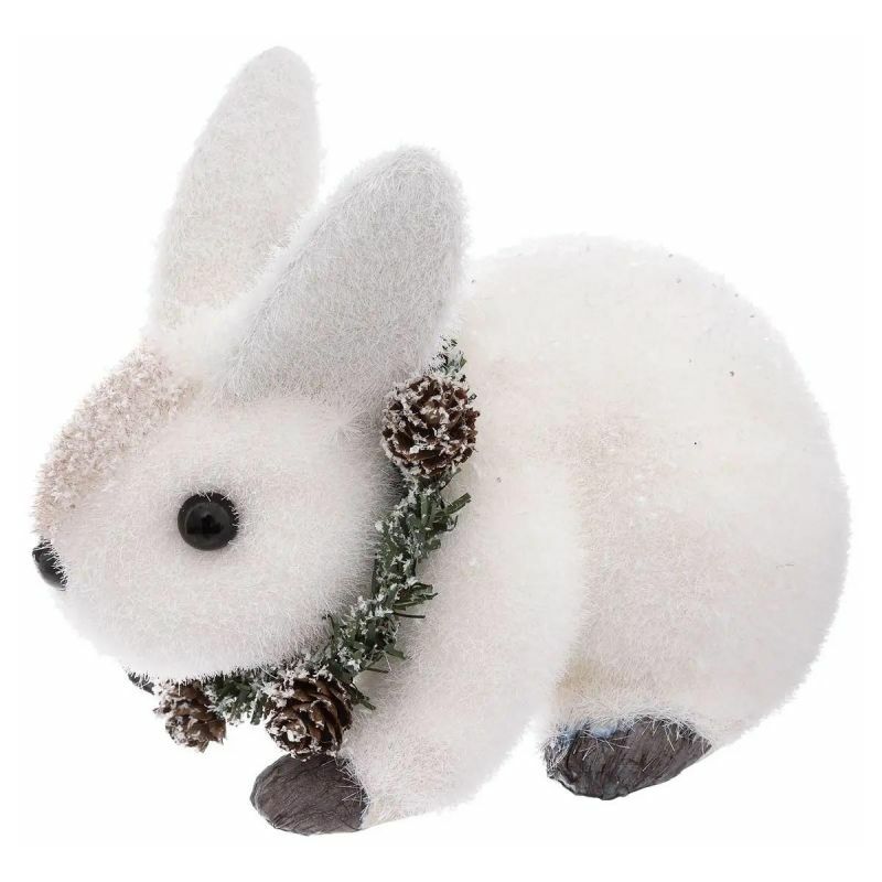 Statuette Déco 'Lapin Couronne' 16cm Blanc