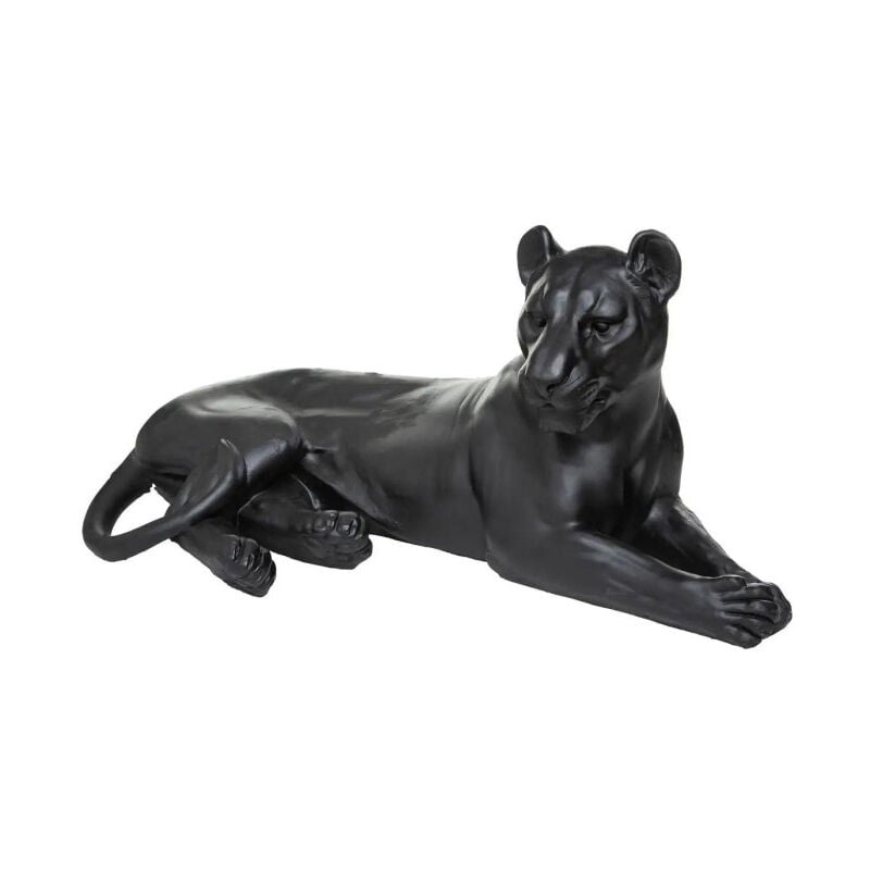 Statuette Déco 'Léopard Couché' 80cm Noir