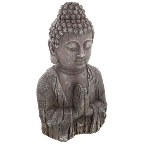 Statuette de Bouddha Effet Bois 49cm Gris