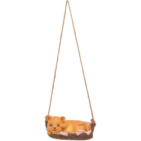 Statuette de Chat en Résine Décorative pour Jardin Extérieur - Figurine Féline Suspendue