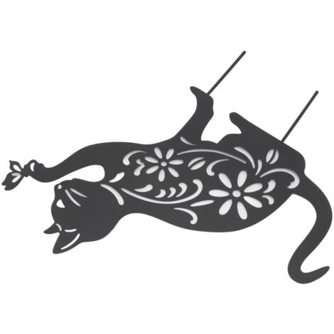Statuette de Chat Noir Décorative, Design Creux et Métal Durable pour Jardin, Terrasse ou Intérieur