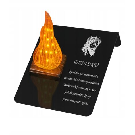 Statuette de flamme de bougie LED éternelle avec une inscription pour la tombe de la Toussaint