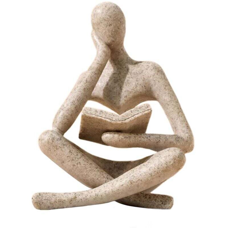 Statuette de penseur décorative pour étagère - Sculpture abstraite représentant un penseur lisant, figurine décorative moderne et esthétique, idéale