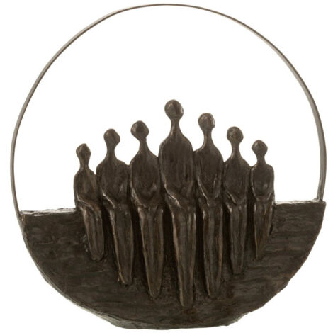 Statuette Déco "7 Personnages Cercle" 30cm Marron