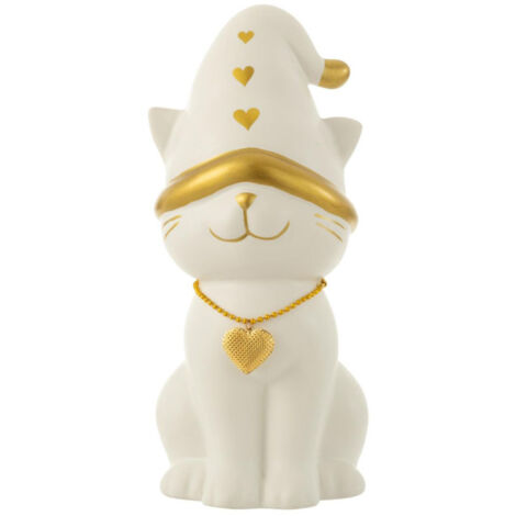 Statuette Déco Chat "Cœur" 29cm Blanc
