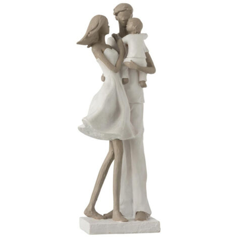 Statuette Déco "Couple avec Enfant" 31cm Blanc