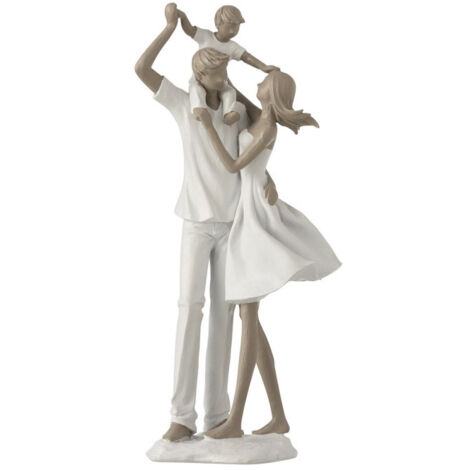 Statuette Déco "Couple & Enfant" 39cm Blanc