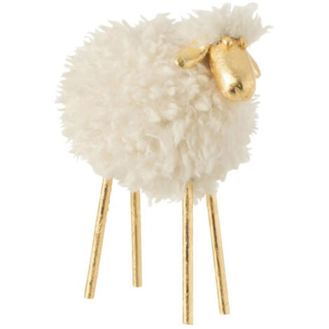 Statuette Déco Design "Mouton" 25cm Blanc & Or