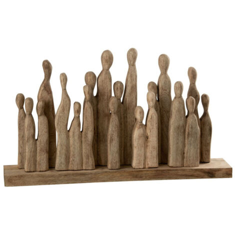 Statuette Déco en Bois "'Groupe de Personnages" 36cm Naturel