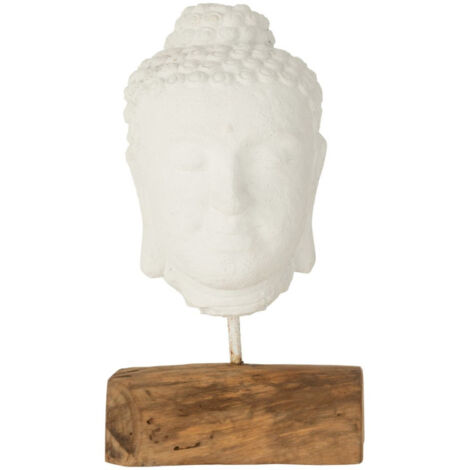 Statuette Déco en Ciment "Tête" 44cm Blanc & Naturel