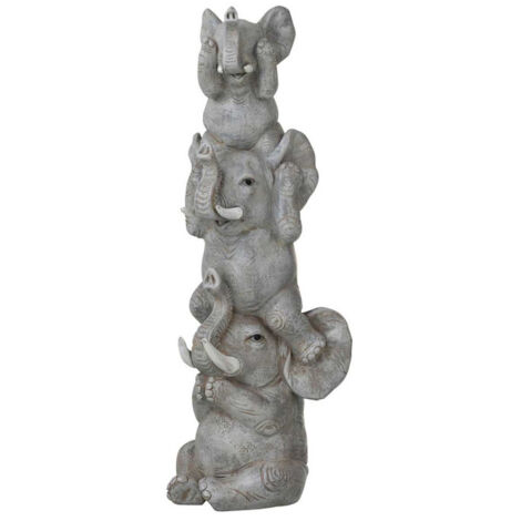 Statuette Déco en Résine "3 Éléphants" 32cm Gris