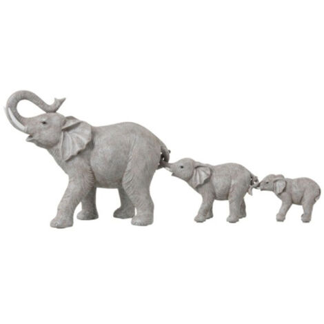 Statuette Déco en Résine "3 Eléphants" 57cm Gris