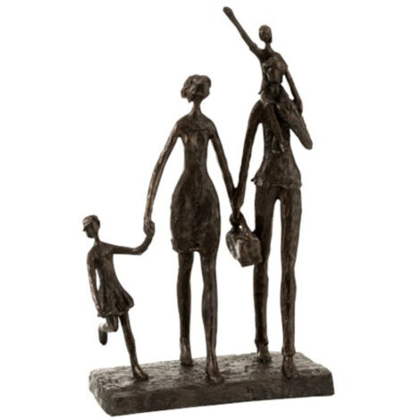 Statuette Déco "Famille en Promenade" 38cm Marron