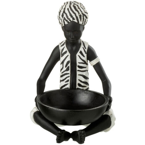 Statuette Déco "Garçon Assis" 26cm Noir