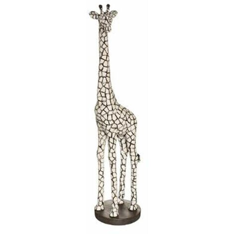 Statuette Déco Girafe 89cm Noir & Ivoire