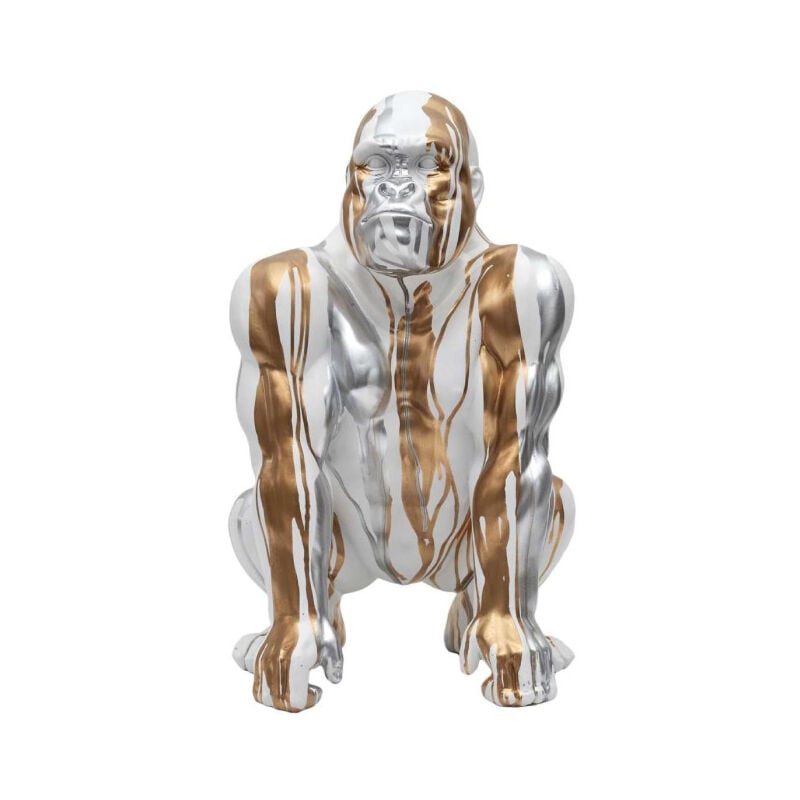 Statuette Déco Gorille 'Coulure' 45cm Blanc